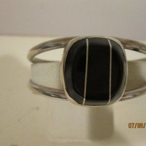 Sterling Silver Modernist Bracelet with Black Onyx